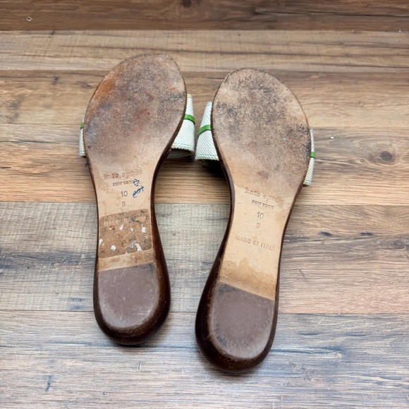 Kate Spade Shoes Womens Size 10 Green Polka Dot Mules Made in Italy Slide Sandal - Picture 5 of 6